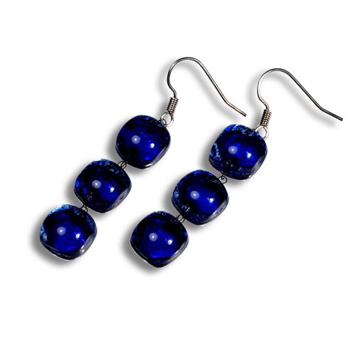Dark blue glass earrings PARIS N0306