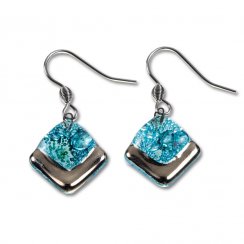 Glass earrings PLATINUM turquoise  NP0101