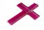 Deep pink glass wall cross - with lines