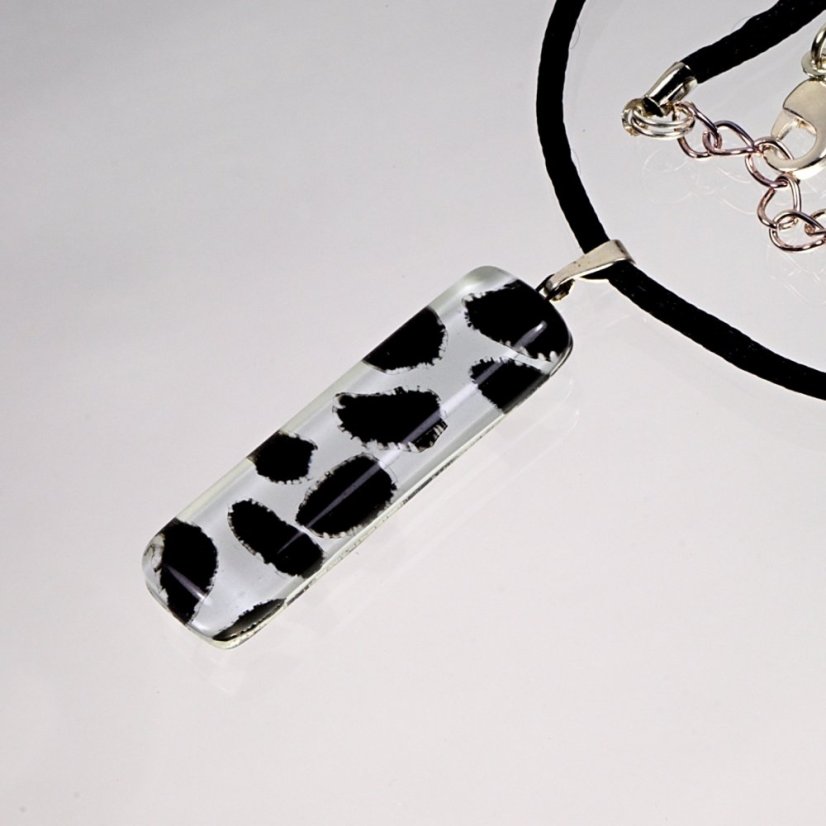 Rectangular glass pendant, black and white LENORE P1704