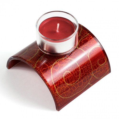 Glass red candlestick for tea candles