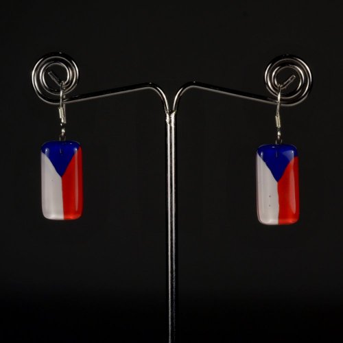 Glass earrings CZECH FLAG