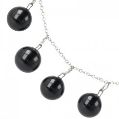 WAGA - Komplet biżuterii szklanej czarny DOTS naszyjnik + kolczyki SOU0803