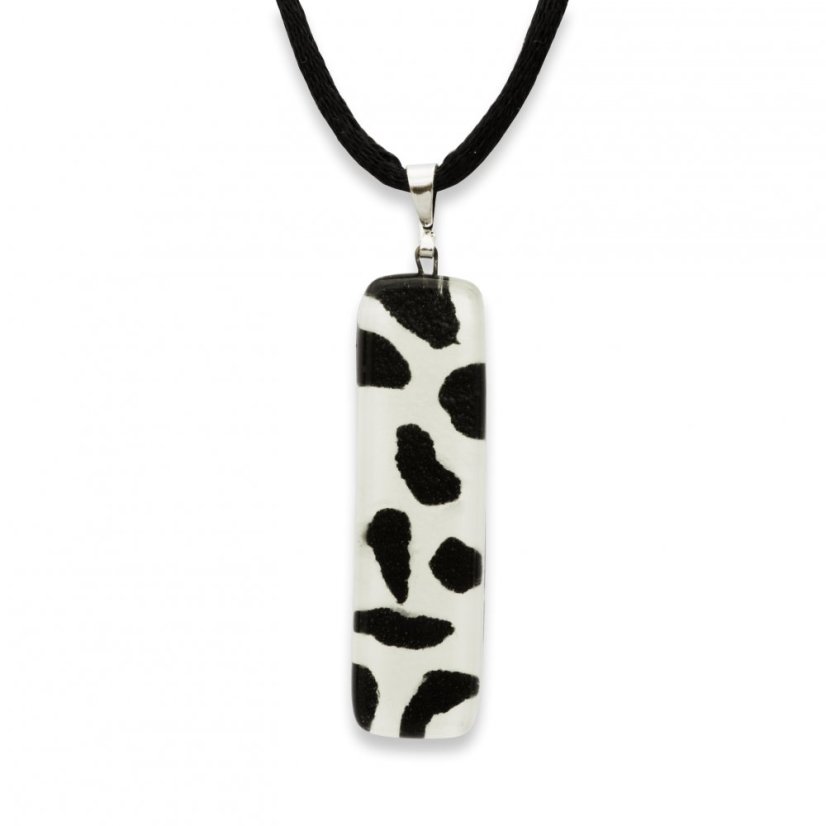 Rectangular glass pendant, black and white LENORE P1704