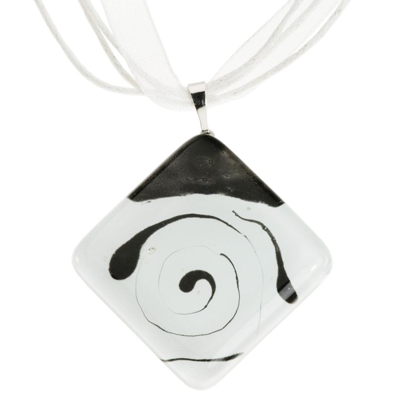 Glass pendant rhombus, white LINDA P0704