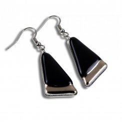 Glass earrings PLATINUM black NP0801