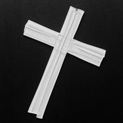 Skleněný kříž na stěnu bílý vrstvený