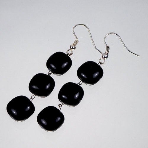 Glass earrings black ROMA N0808