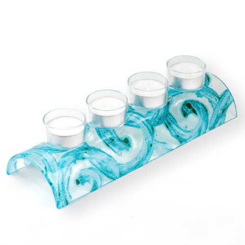 Advent glass candlestick turquoise