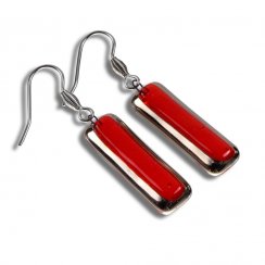 Glass earrings PLATINUM red NP0902