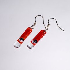 Red glass earrings SARAH N0902