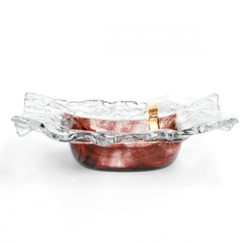 Glass bowl TERRA brown with lace – square, strip