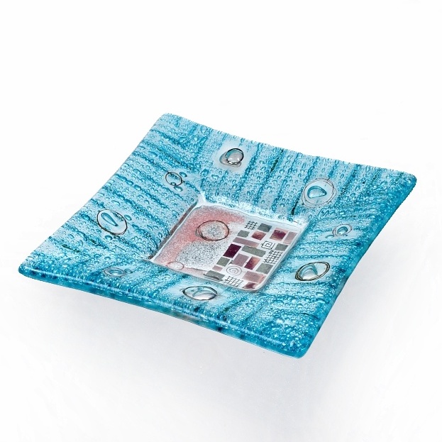 Turquoise glass bowl LUNA