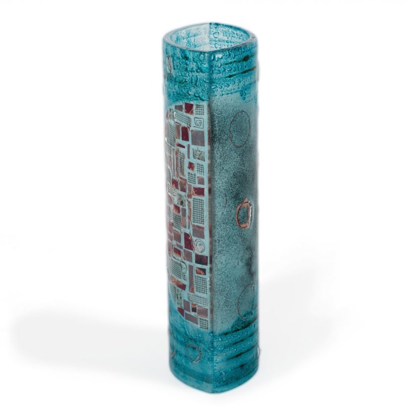 Turquoise glass vase LUNA