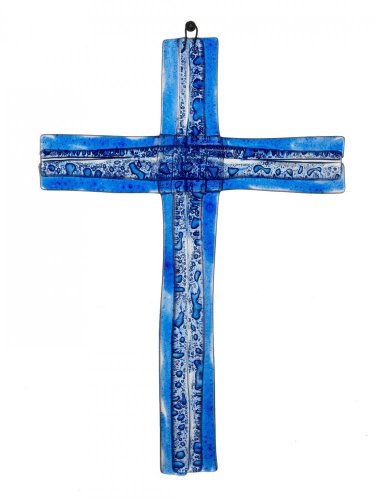 Dark blue layered glass wall cross