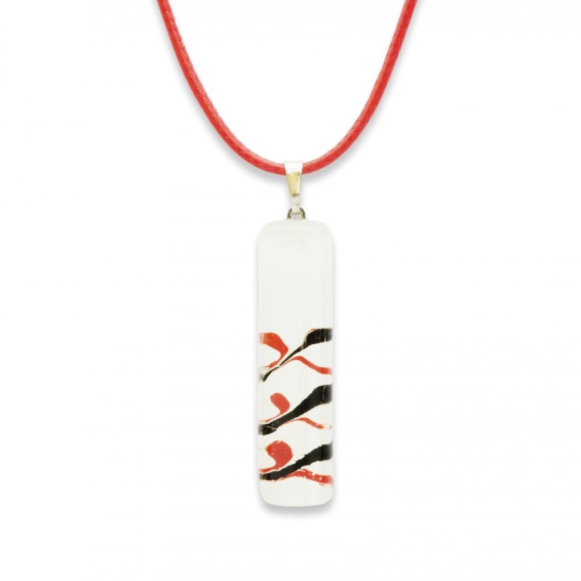 Rectangular glass pendant white P0603