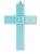 Glass christening cross pale blue