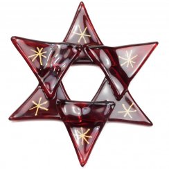Bożonarodzeniowa szklana ozdobna gwiazda w kolorze rubinowym 01 - gwiazdki