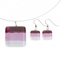 Set glass jewelry pink HELENE - 1101