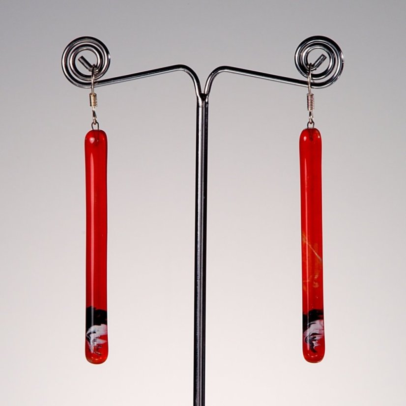 Red glass earrings SARAH N0904