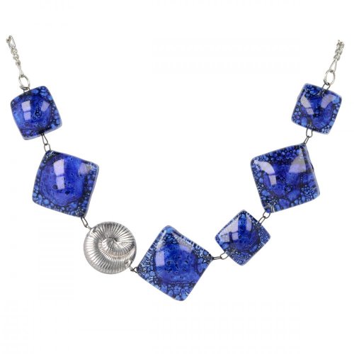 Dark blue glass necklace NH0301