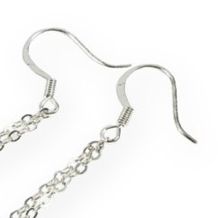 Szklane kolczyki czarno-białe na łańcuszku LENORE - DOTS N1710