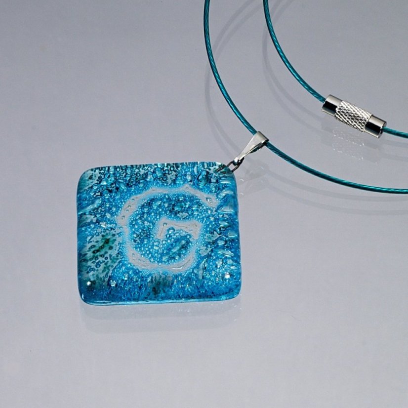 Turquoise glass pendant P0110