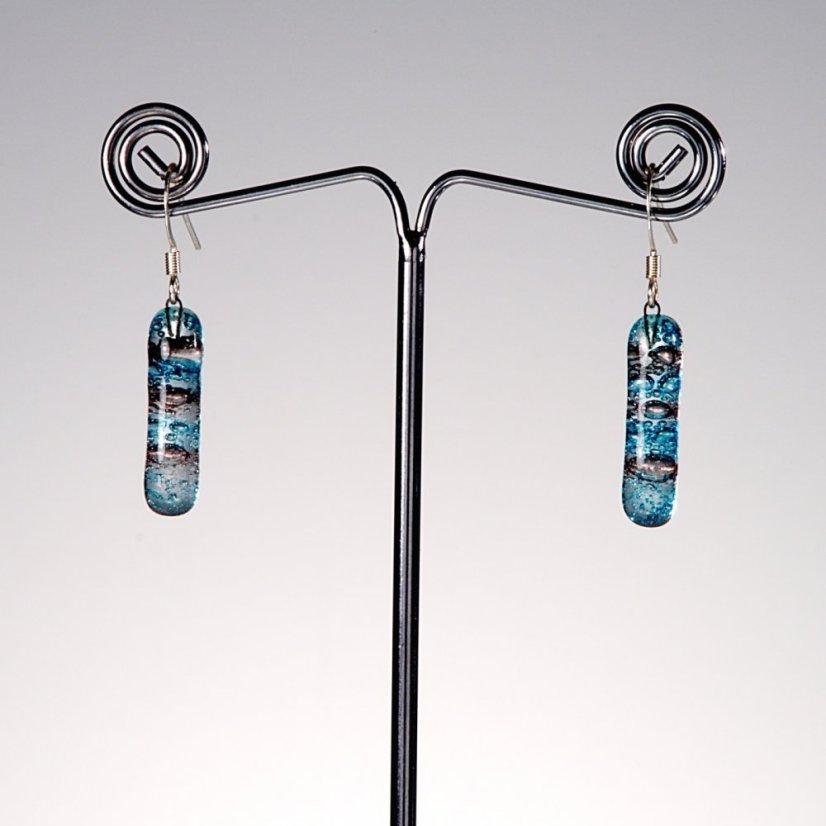 Glass earrings turquoise-brown MEMPHIS N0401
