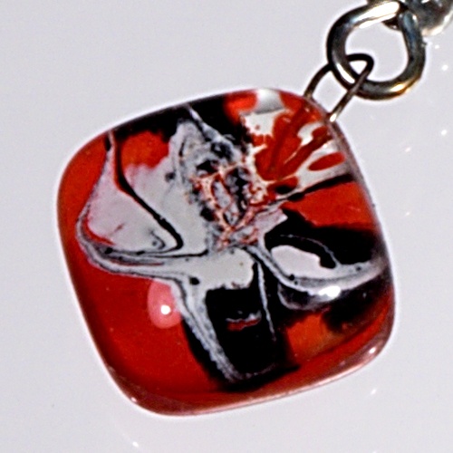 Red glass earrings SARAH N0901