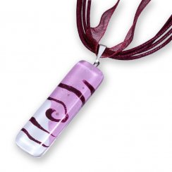 Rectangular glass pendant in pink color HELENE P1107