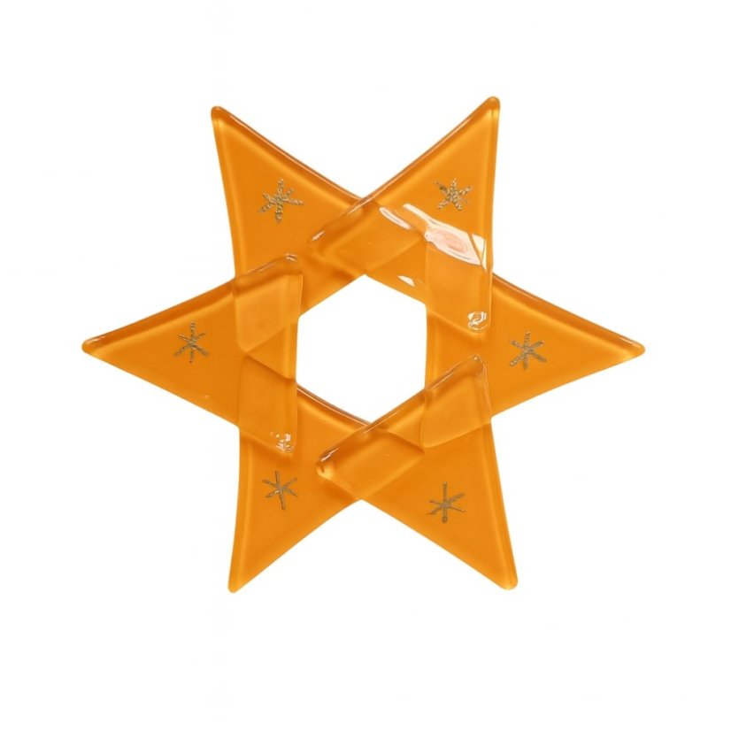 Vánoční skleněná ozdoba hvězda oranžovohnědá
