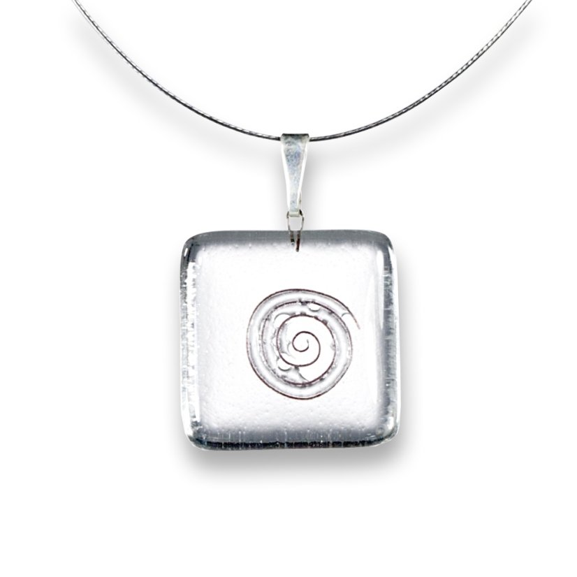 Skleněný přívěsek čtvercový z čirého skla P0507