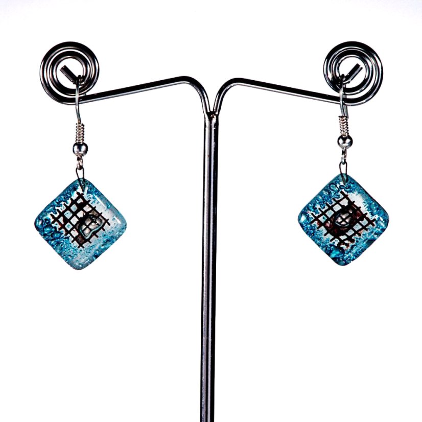 Szklane kolczyki turkusowe BLANKYT N0111