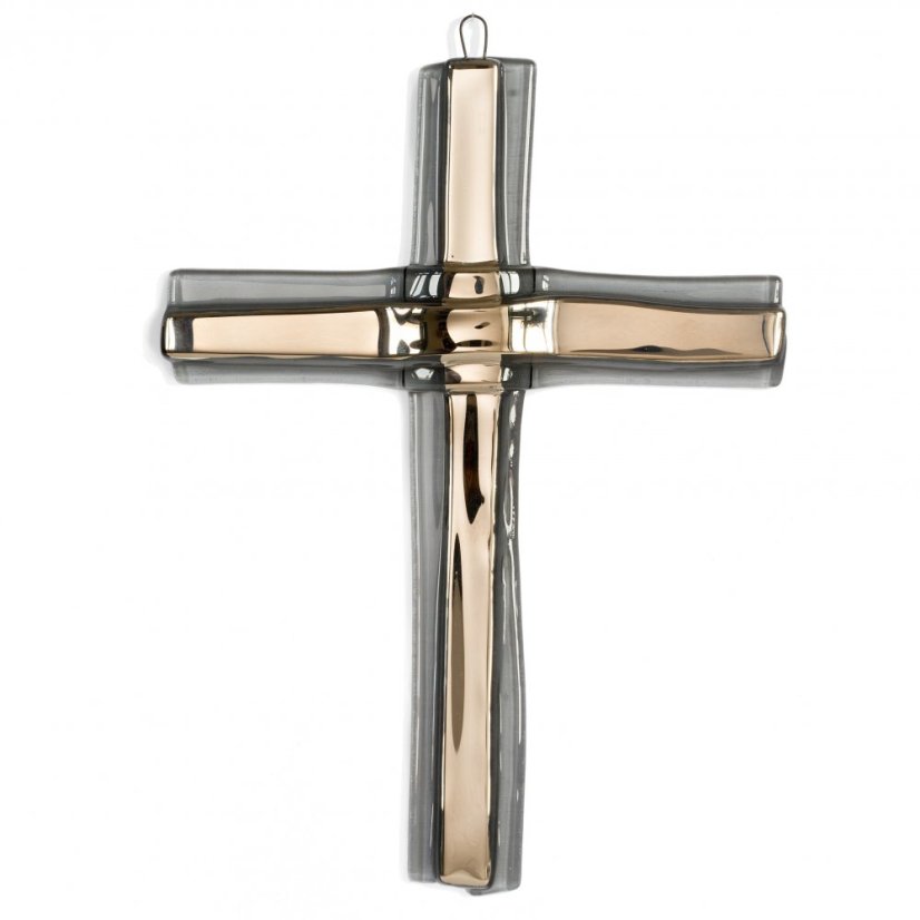 Sklenený kríž na stenu strieborný vrstvený