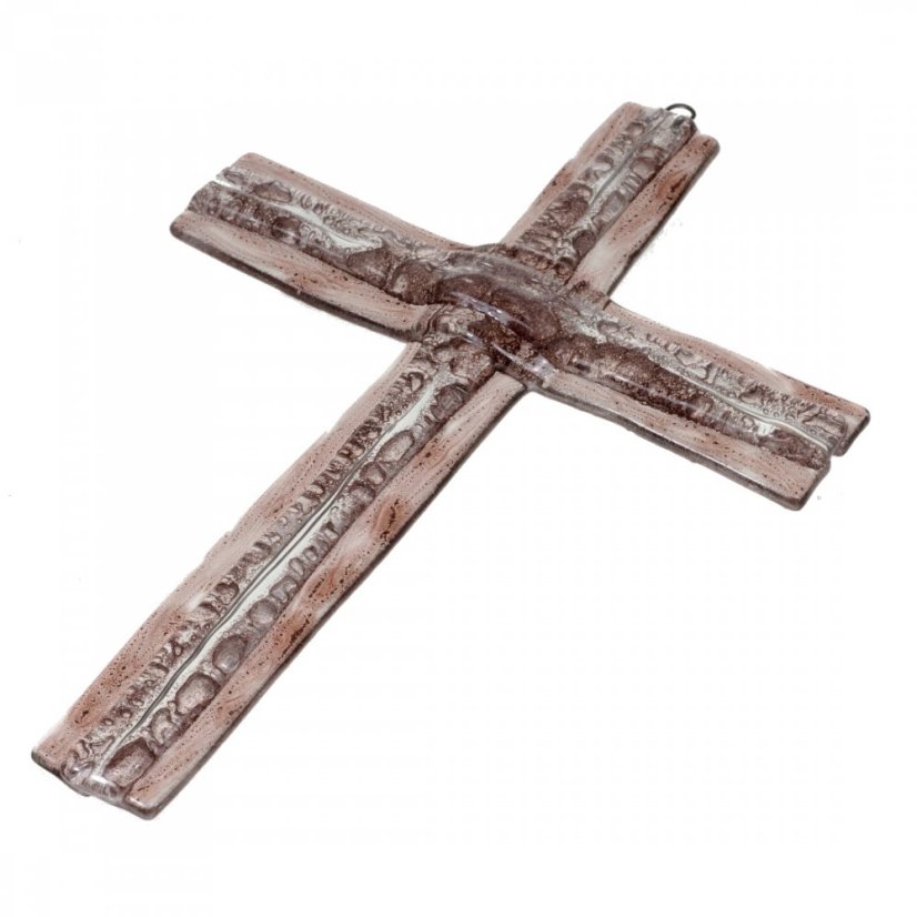 Brown layered glass wall cross