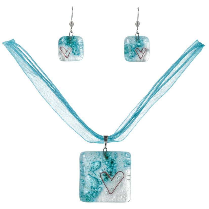 Set glass jewelry turquoise SOU0108