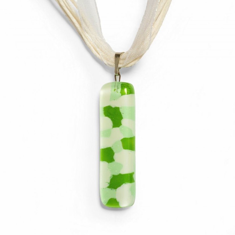 Sklenený prívesok obdĺžnikový zelený DAISY P1407