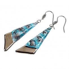 PLATINUM glass earrings turquoise brown  NP0401