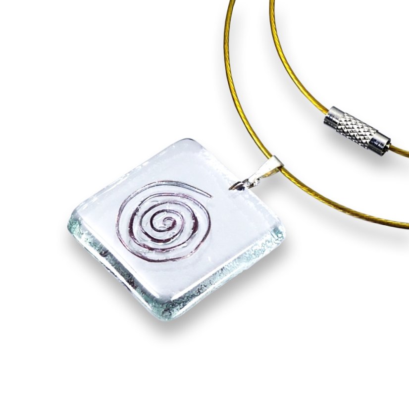 Square glass pendant made of clear glass P0502