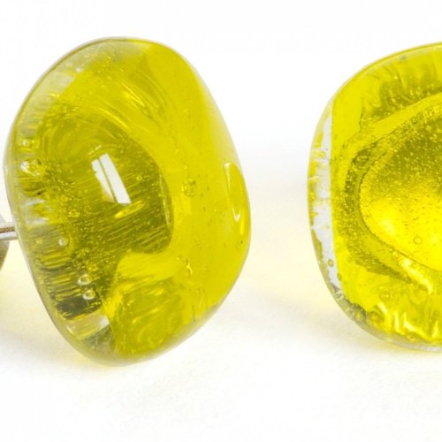 Glass earrings yellow PUZETY N1804