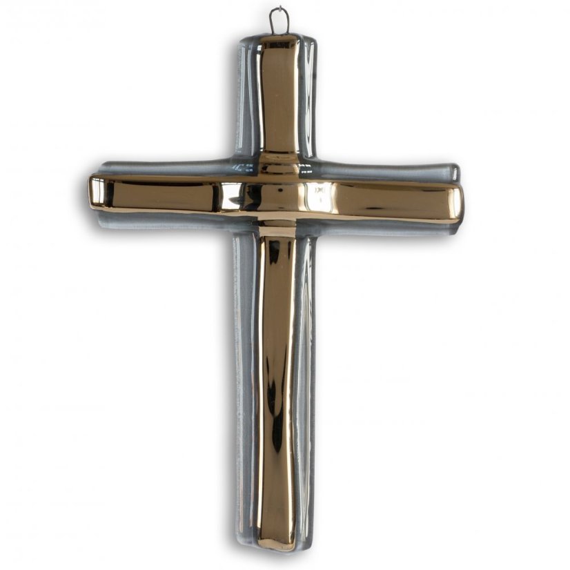 Small silver layered glass wall cross
