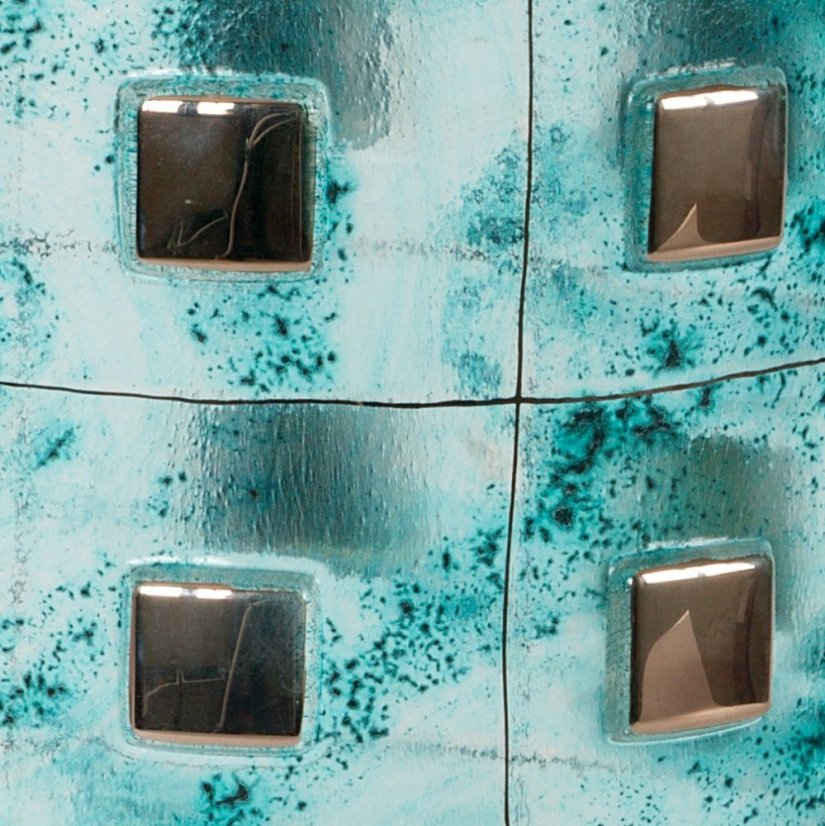 Turquoise glass vase MIRA with platinum