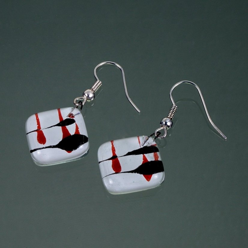 Glass earrings white CAROLINA N078