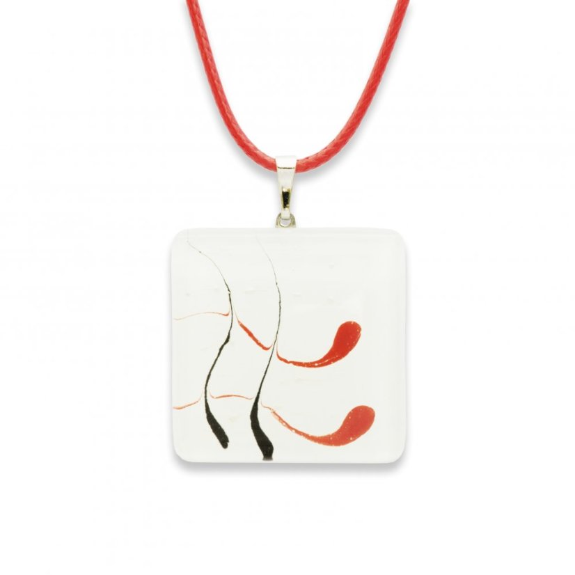 Glass pendant square white CAROLINA P0602