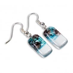 Glass earrings turquoise-brown MEMPHIS N0408
