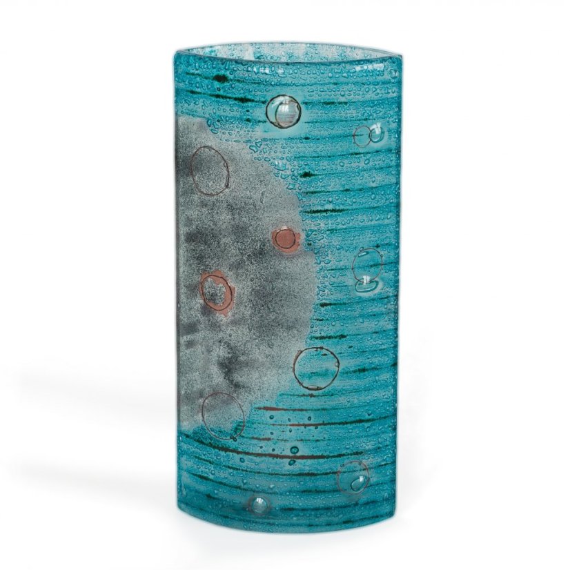 Turquoise glass vase LUNA