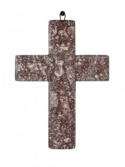 Skleněný kříž na stěnu hnědý malý