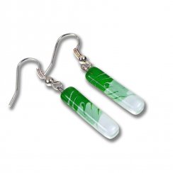 Green glass earrings DAISY N1407
