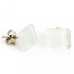 White metallic wedding glass earrings PUZETY N1824