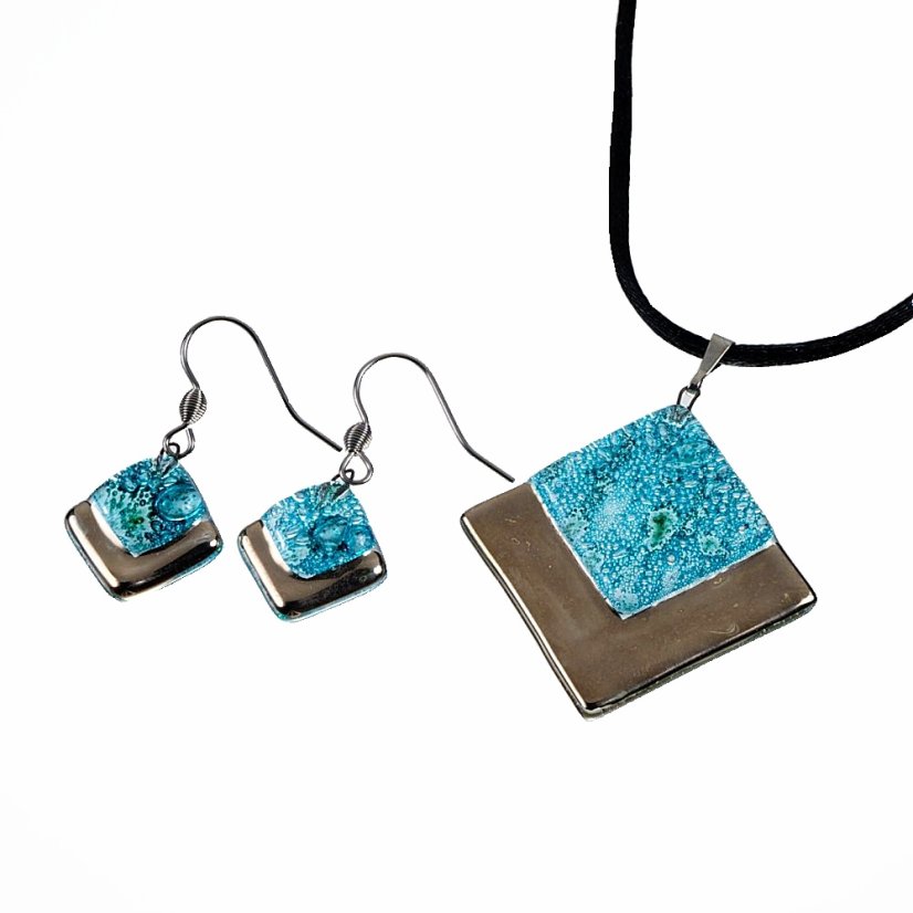 Set of glass jewelery PLATINUM - BLANKYT turquoise - 0102 Set of glass jewelery PLATINUM - BLANKYT turquoise - 0102